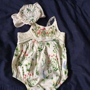 Baby girl one piece with matching headband